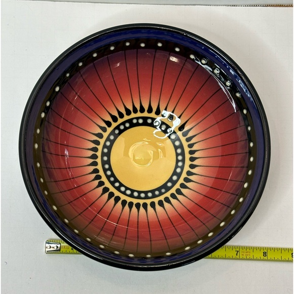 Signed Roger Allen Art Pottery Stripe Ware Colorful 8 inch Bowl - Picture 6 of 6